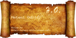 Hetesi Odiló névjegykártya